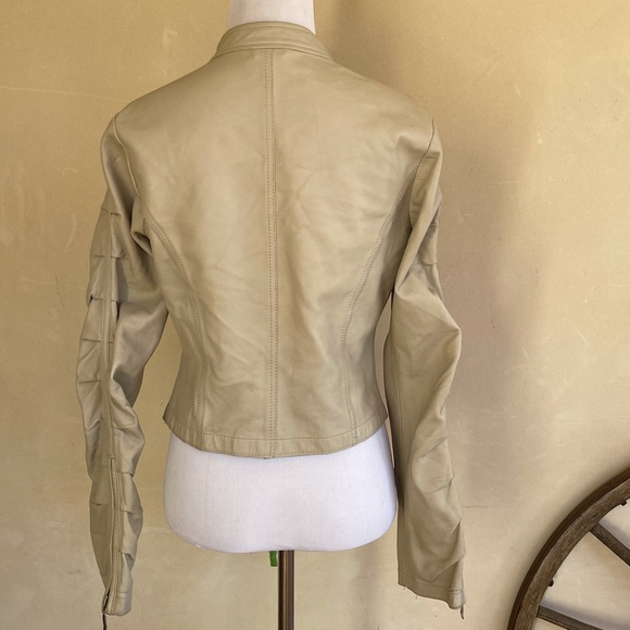ITALIAN GLOVE SOFT LEATHER JACKET Tan Neutral Lightweight Unlined Womans M ITALY - Picture 4 of 12